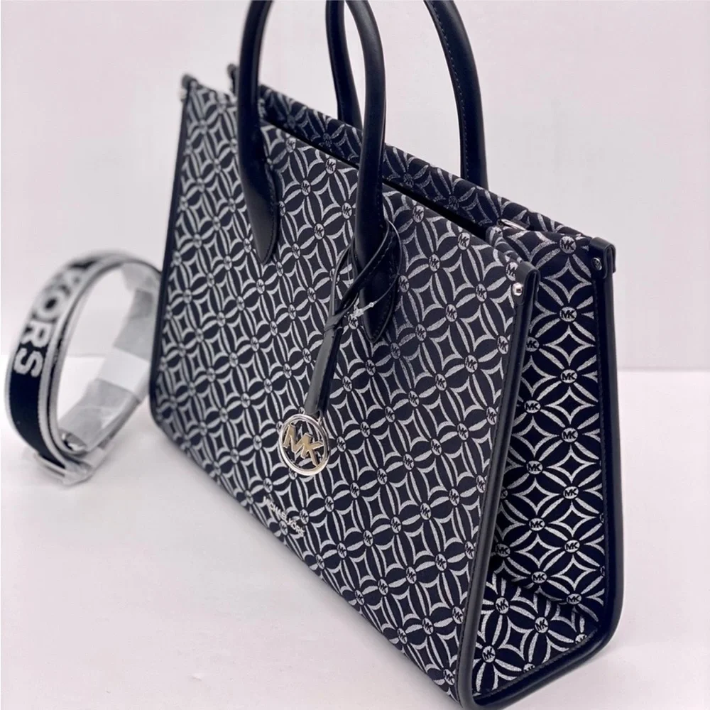 Michael Kors Mirella Medium Metallic Logo Jacquard Tote Bag